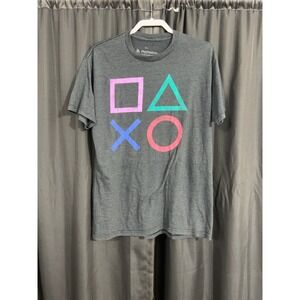 PlayStation Mens L Gray Graphic T Shirt PS Symbols Logo Ripple Junction Gaming
